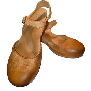 Dansko Cognac Leather Mary Jane Clog Mules
